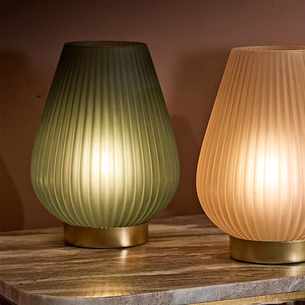 Atkin and Thyme Phoebe Table Lamp in Green and Gold/Brass