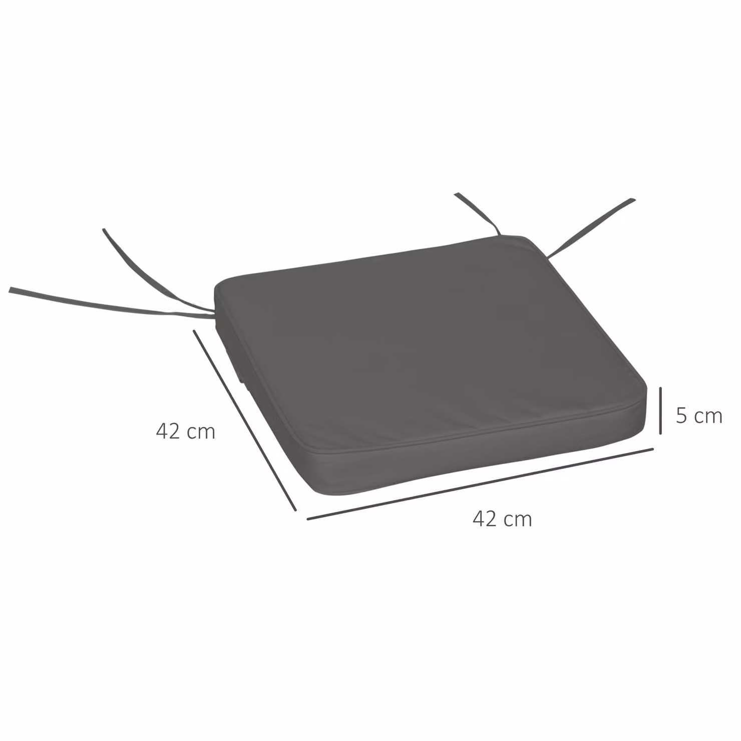 Outsunny Cosy Cushion Collection Slate Grey Plush Square Seating Pads with Removable Water Repellent Cover, W: 42 cm, D: 42 cm, H: 5 cm – 3