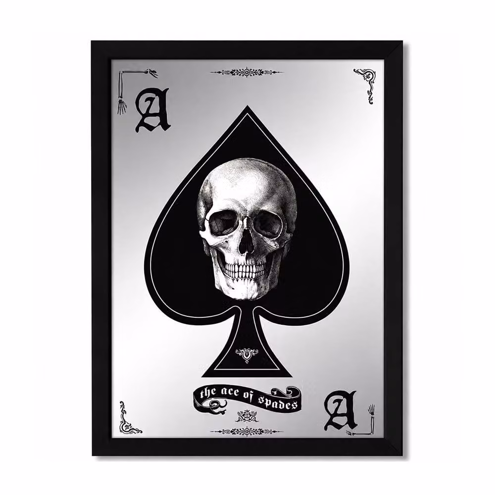 CrazyGadget Ace of Spades Decorative Mirrored Wall Hanging in Silver, Black and Multicolour – 2