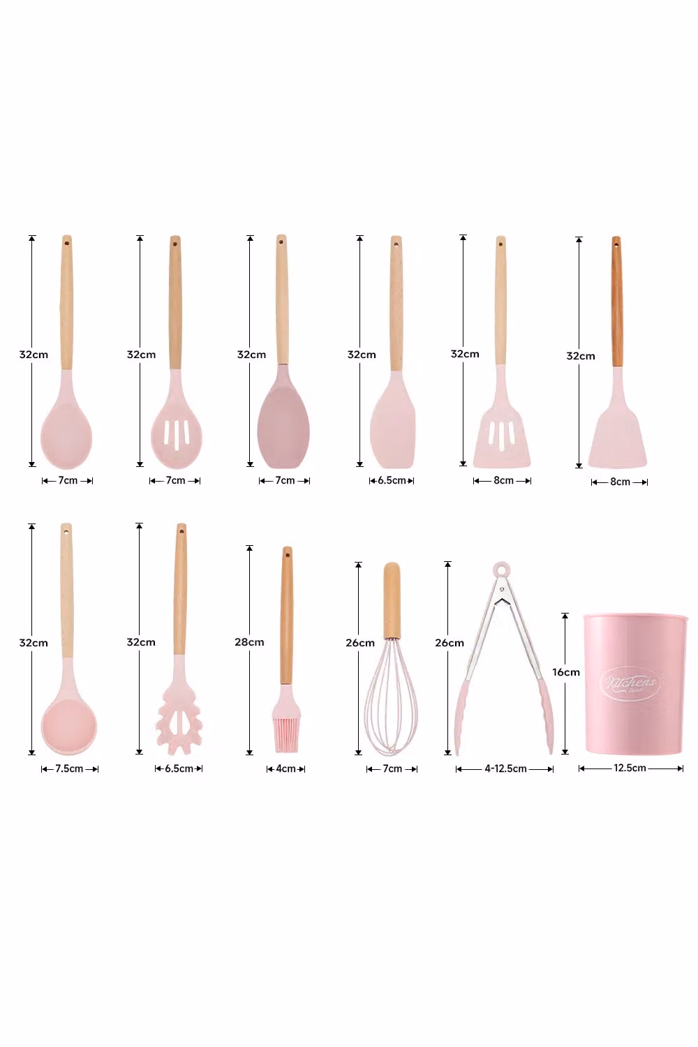 Livingandhome 11-piece Pink Silicone Kitchen Utensil Set for Nonstick Cookware – 3