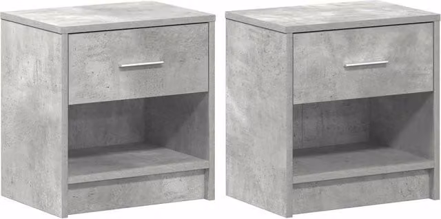 Berkfield Home Set of 2 Bedside Cabinets with Drawer in Concrete Grey, W/D/H: 39 x 28 x 41 cm – 1