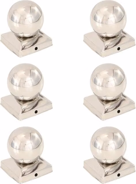 Berkfield Home 6 Pack Silver Stainless Steel Square Globe Post Caps 91 x 91 mm – 1