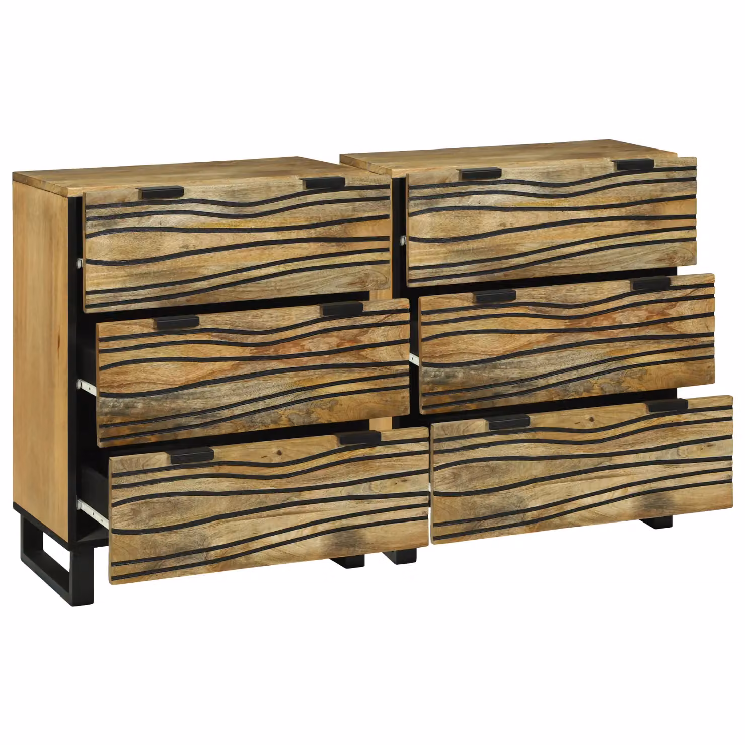Berkfield Home Set of 2 Rustic Brown Solid Mango Wood Sideboards with Storage Drawers – 2