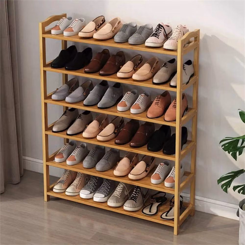 Nordara 6-Tier Bamboo Shoe Rack Organiser in Brown, W: 100 cm x H: 80 cm – 3
