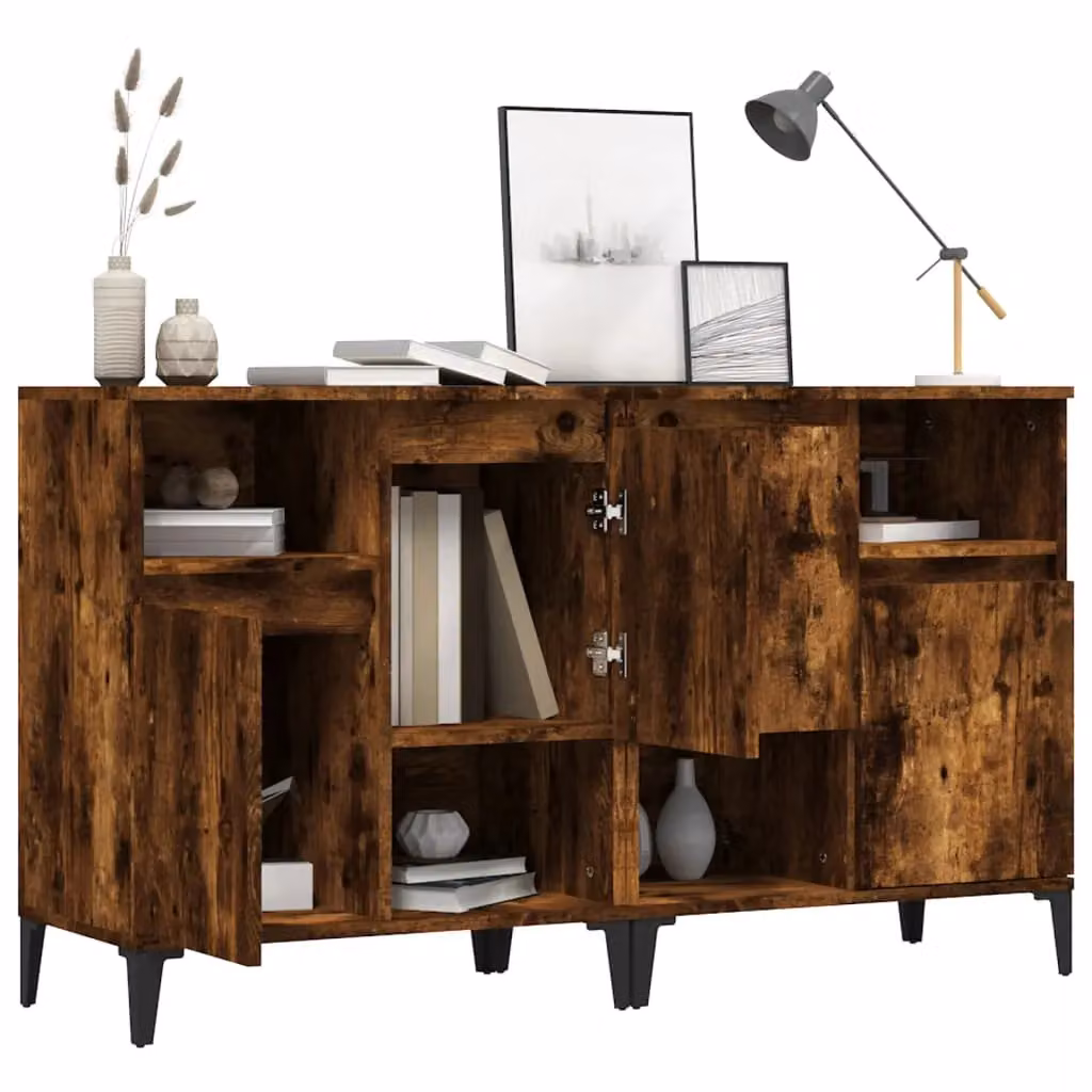 Berkfield Home Set of 2 Smoked Oak Sideboards in Brown, W/D/H: 60 x 35 x 70 cm – 3