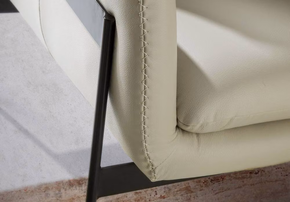 Angel Cerda Modern Tub Armchair in Beige Animal Print Leather with Gold and Black Metal Legs – 3