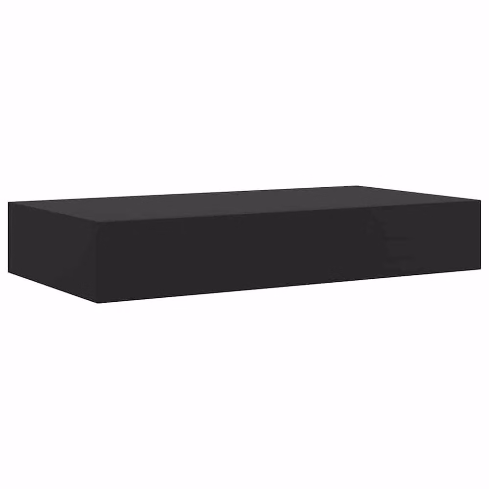 Berkfield Home Floating Wall Shelf with Drawer, Black, W: 48 cm, D: 25 cm, H: 8 cm – 3