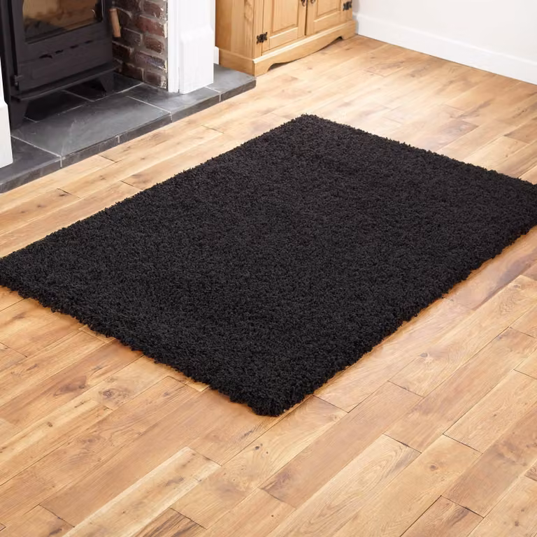 Black Modern Rectangular Machine Woven Polypropylene Area Rug for your Living Room W: 160 cm, L: 230 cm