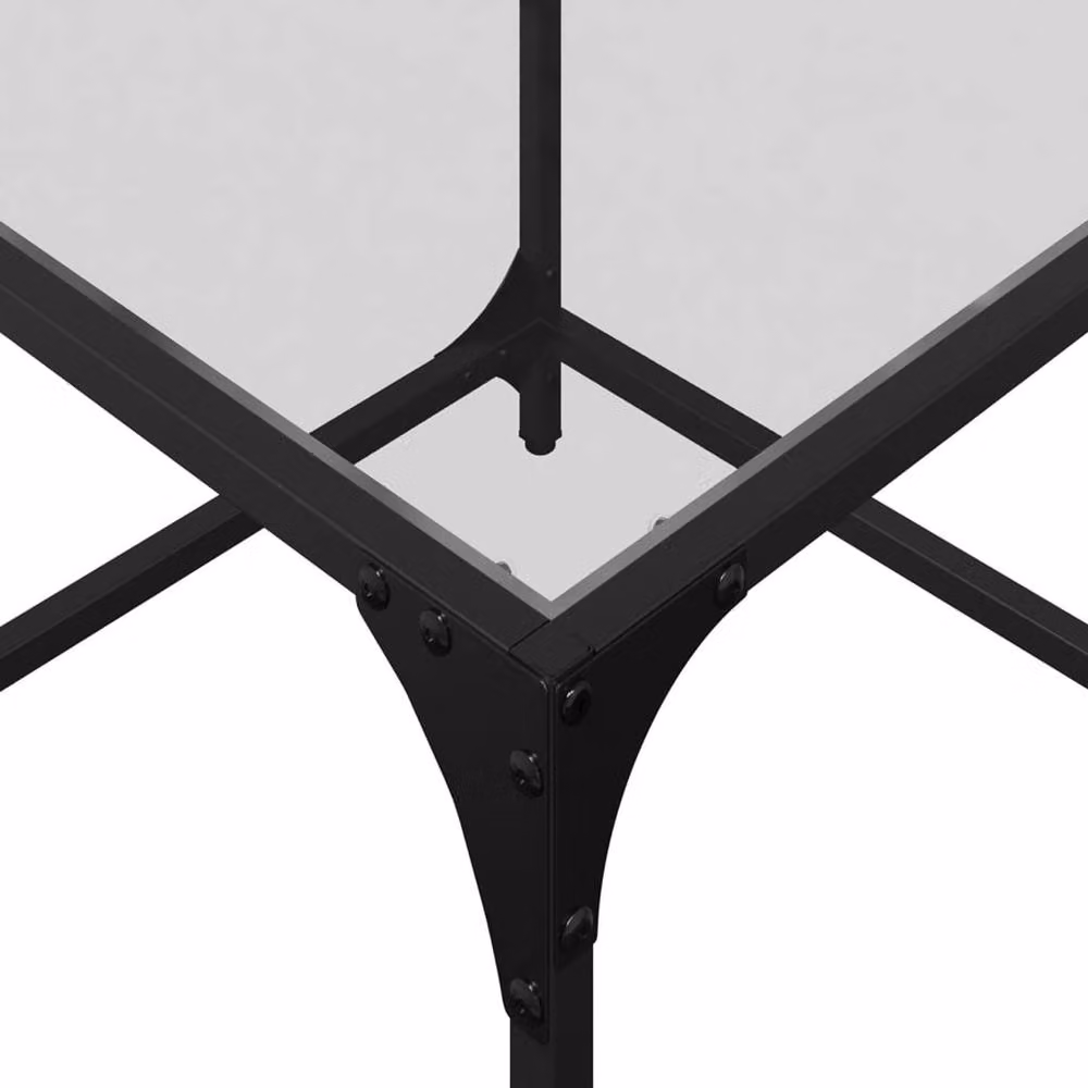 Berkfield Home Modern Square Coffee Table Set with Transparent Glass Top, 2 Pieces, W/D/H: 50 x 50 x 40 cm – 4
