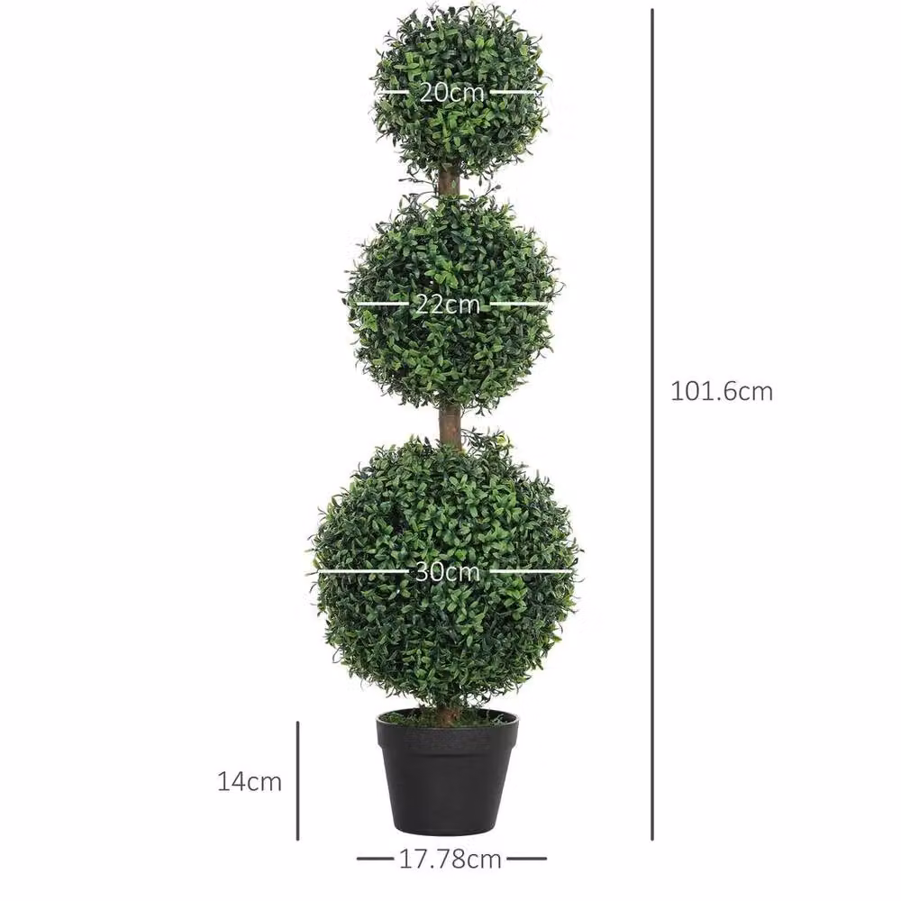 NESTLUNE Decorative Artificial Green Boxwood Tree in a Round Pot for Tabletop Display – 2