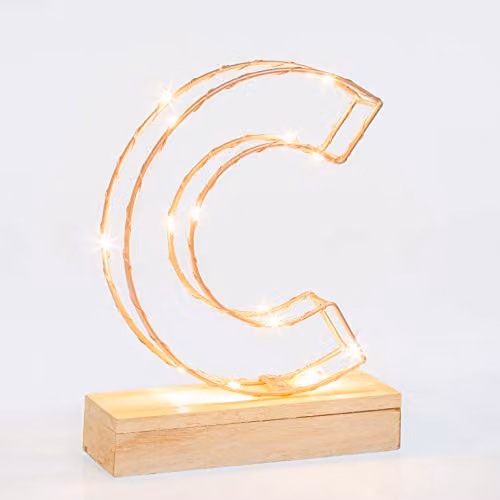Lumiletter LED Alphabet Wire Frame Letter Light C in Gold, H: 22.0 cm, W: 16.0 cm, D: 5.0 cm – 2