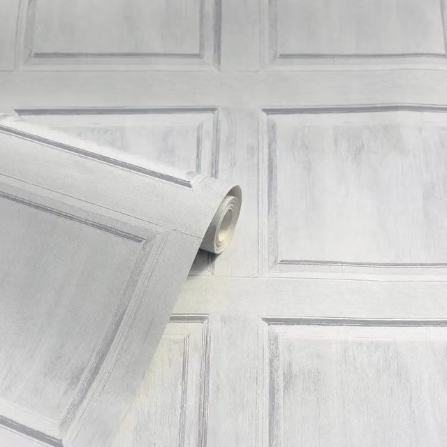 Havendro Wood Panelling Wallpaper in Light Grey – 1