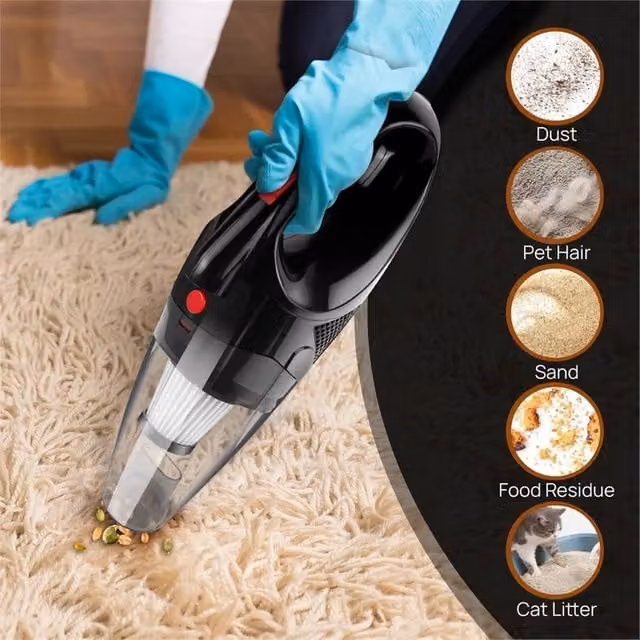 EONLION 3-in-1 Rechargeable Wireless Car Vacuum Cleaner in Black