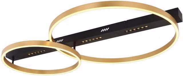 Netlighting Luffy Modern LED Semi Flush Ceiling Light in Black and Gold/Brass, W: 93 cm, D: 59 cm, 3000K Warm White