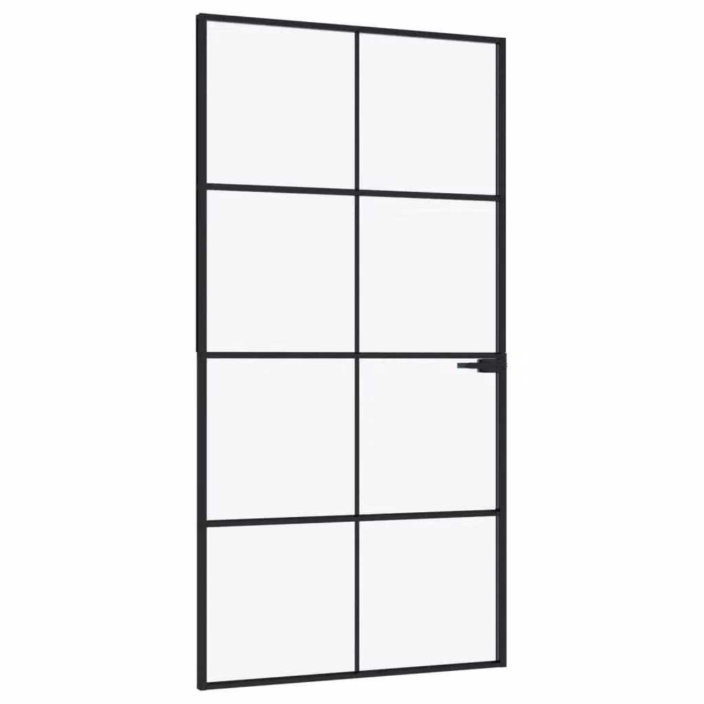 Berkfield Home Modern Interior Door in Black with Tempered Glass and Aluminium, W: 102 cm, H: 201.5 cm – 2