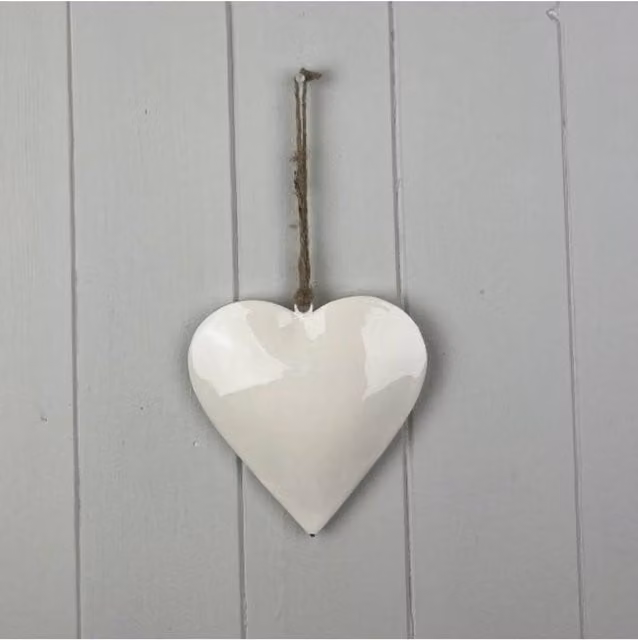 KDMD White Enamel Hanging Heart Metal Pendant