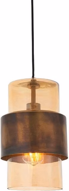 Loops Antique Brass Ceiling Pendant Light with Transparent Glass Shade in Gold/Brass – 1