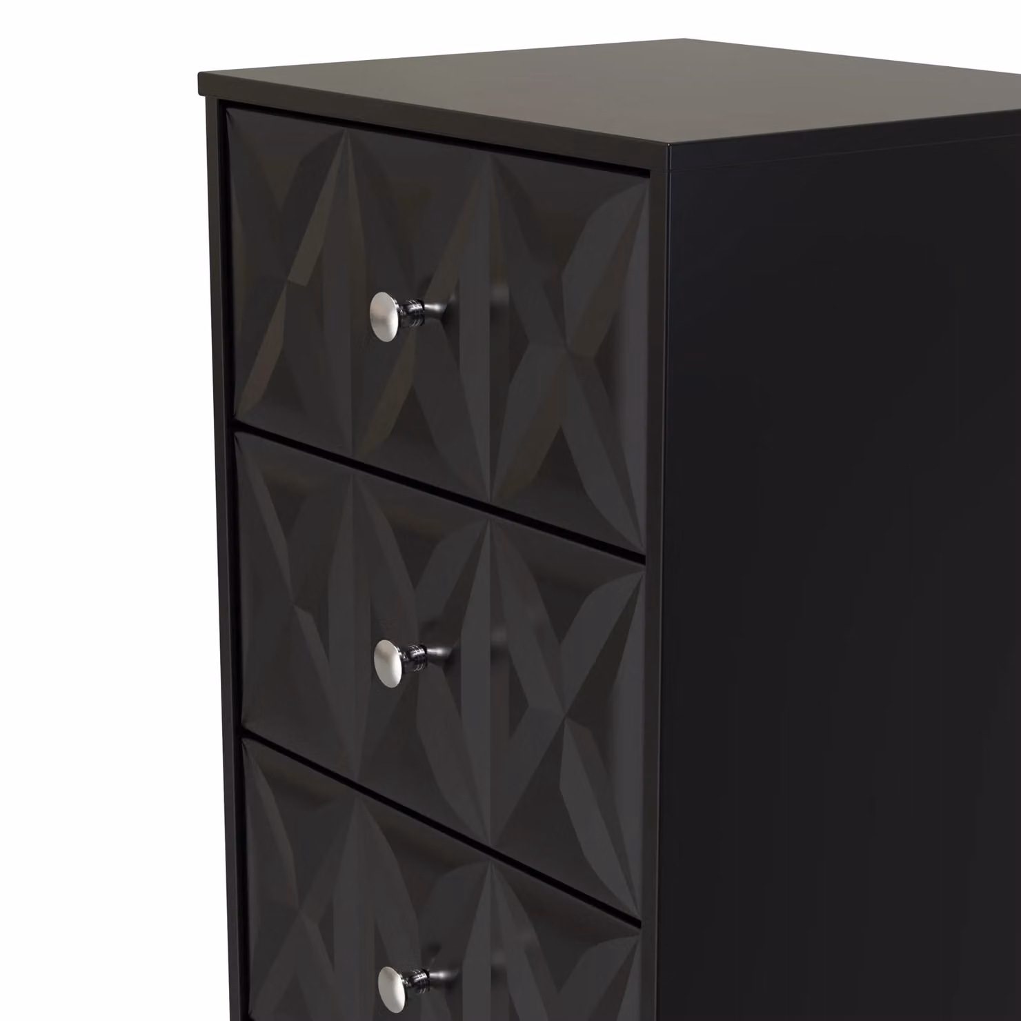 Ready Assembled 2 U Memphis 5 Drawer Tall Bedside Chest in True Black – 3