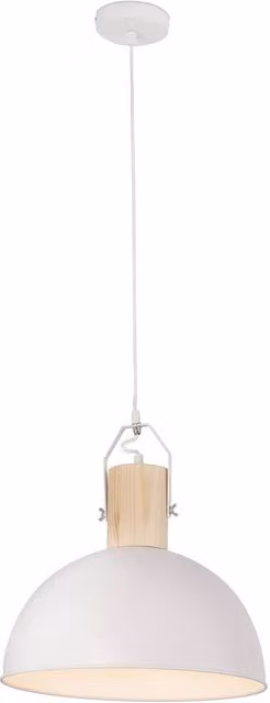 Faro Margot Dome Suspension Pendant in White and Wood