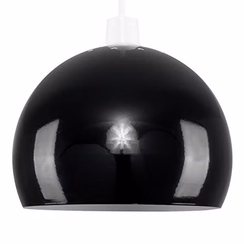 MiniSun Retro Dome Ceiling Pendant Light Shade in Black or White, Shade Width: 20 cm – 1