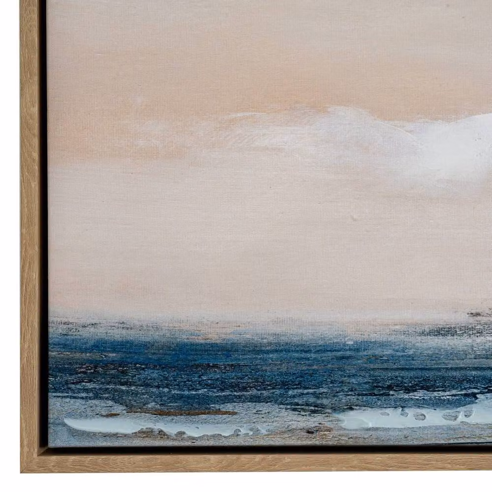 Wyld Haus Ona Modern Abstract Hand Painted Framed Canvas in Peach, Blue and Multicolour, W: 150 cm, H: 50 cm – 3