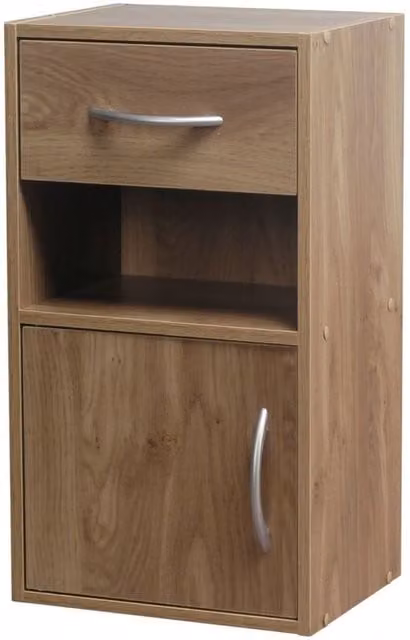 URBNLIVING Brown Wooden Bedside Cabinet with Shelf