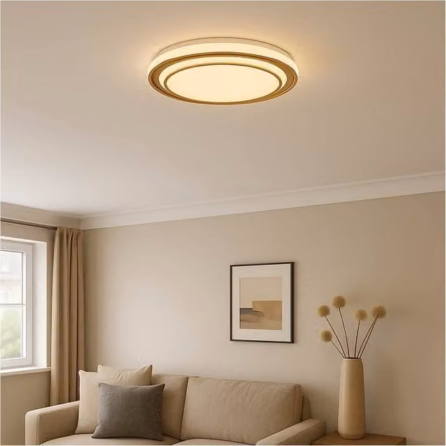 Loops Modern Round LED Ceiling Light in Gold/Brass, Diameter: 40 cm
