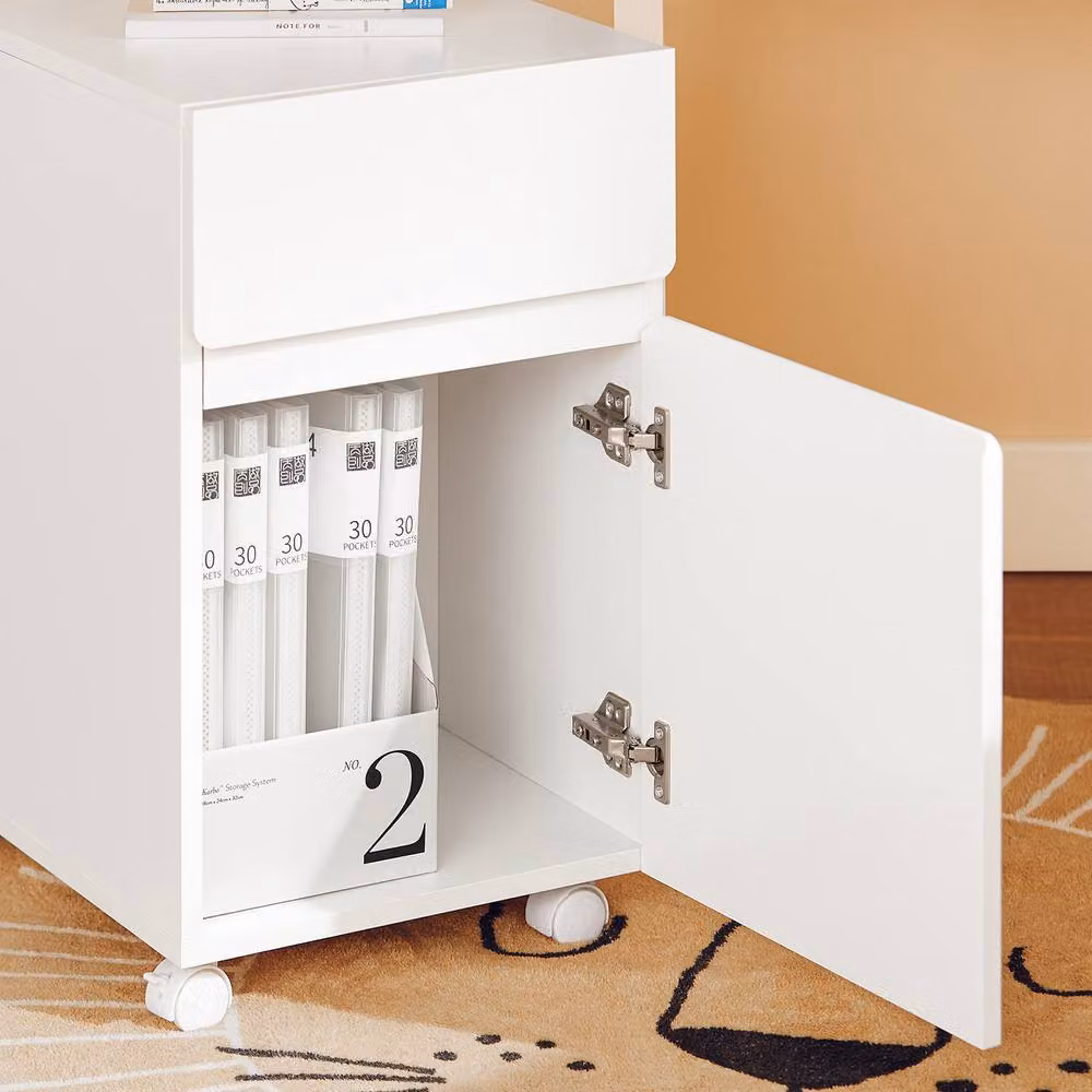SoBuy Mobile Office Storage Cabinet in White with Hinged Doors, Drawers and Shelves – 3