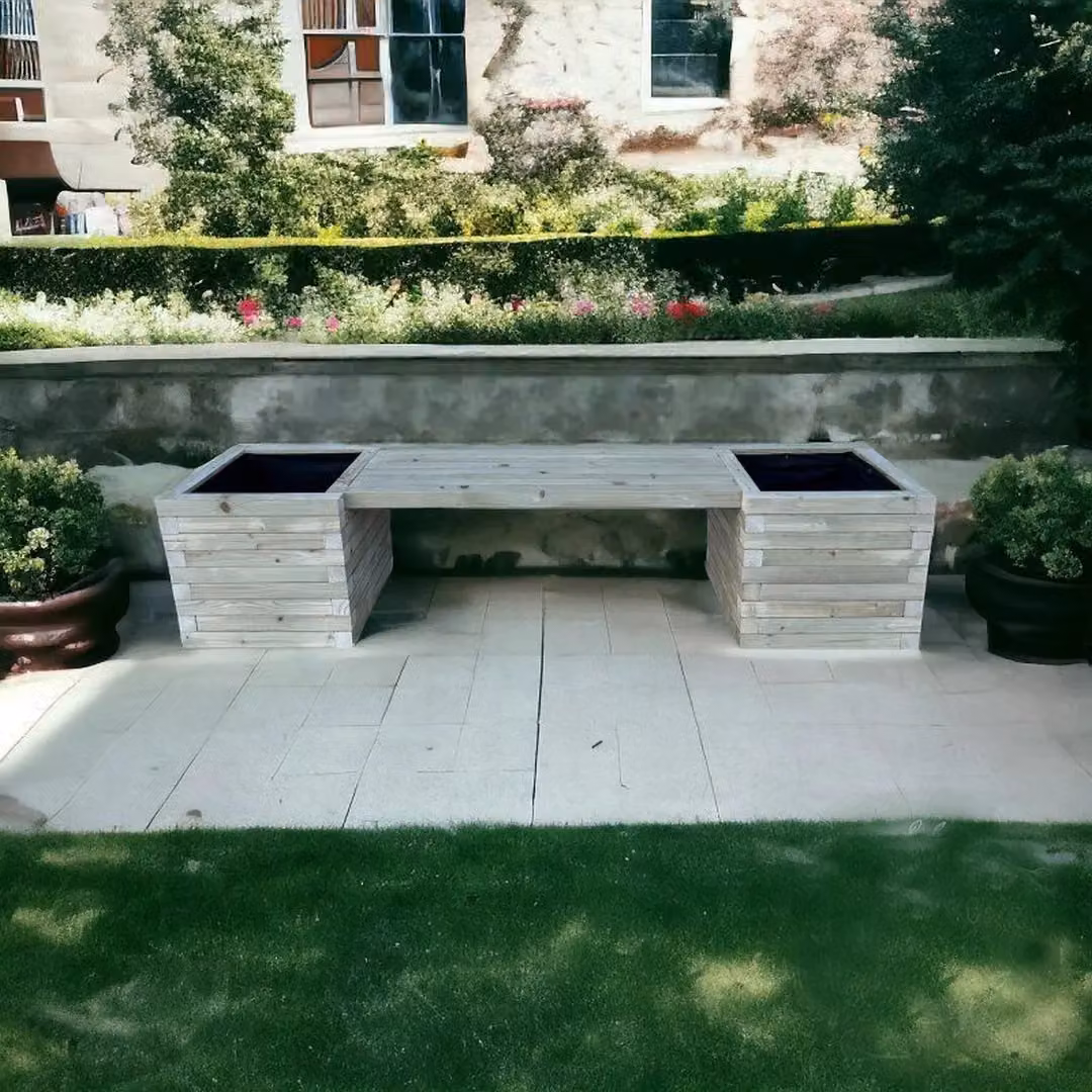 Buttercup Farm Somerset Double Planter Bench in Brown, W: 180 cm, D: 40 cm, H: 40 cm – 3