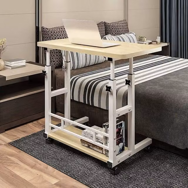 KORVIXA Height Adjustable Laptop Table and Computer Desk in Beige, W/D/H: 100 x 60 x 15 cm