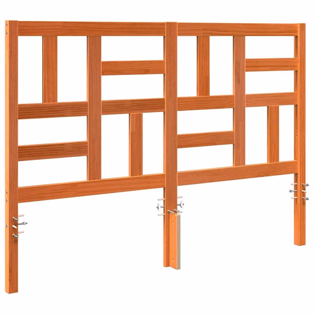 Berkfield Home Solid Pine Wood Bed Headboard in Wax Brown, W: 145.5 cm, D: 4 cm, H: 104 cm – 2