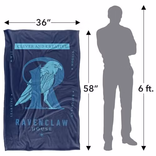 Warner Bros. Harry Potter Ravenclaw Super Soft Fleece Throw Blanket for Children, Multicolour, W/D/H: 91.44 x 147.32 x 1.0 cm – 4