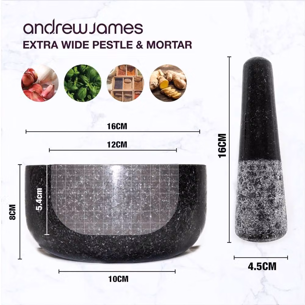 Havendro Large Solid Granite Pestle and Mortar Set in Grey – 2