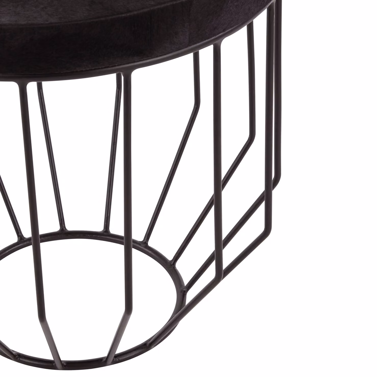 Fifty Five South Orsina Round Black Leather and Metal Accent Side Table – 5