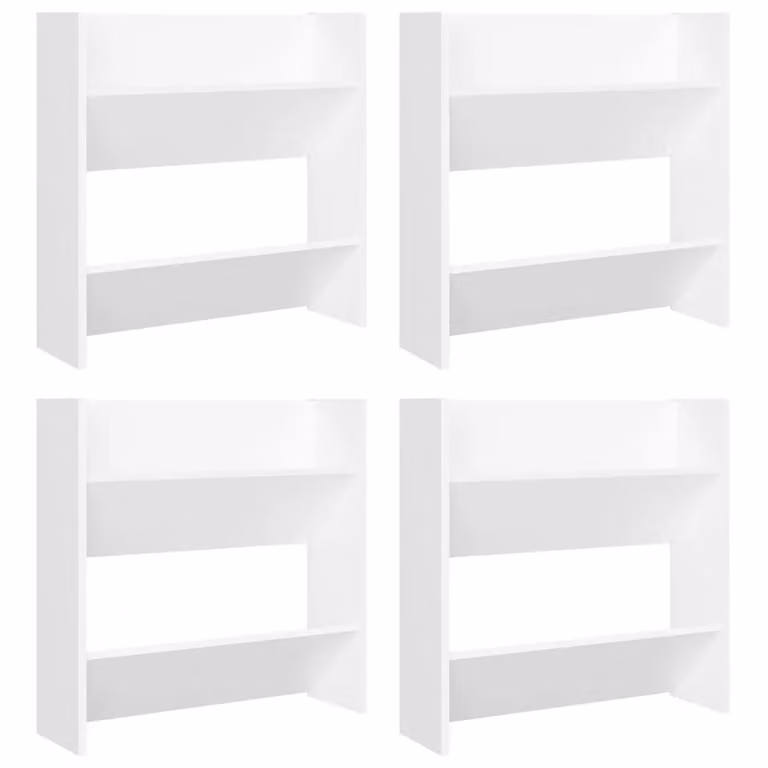 Berkfield Home Set of 4 White Wall Mounted Shoe Cabinets with Tilting Compartments, W/D/H: 60 x 18 x 60 cm
