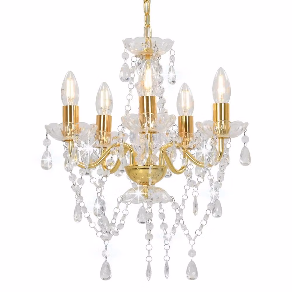 Berkfield Home Elegant Round Chandelier with Crystal Beads in Gold and Transparent – 2