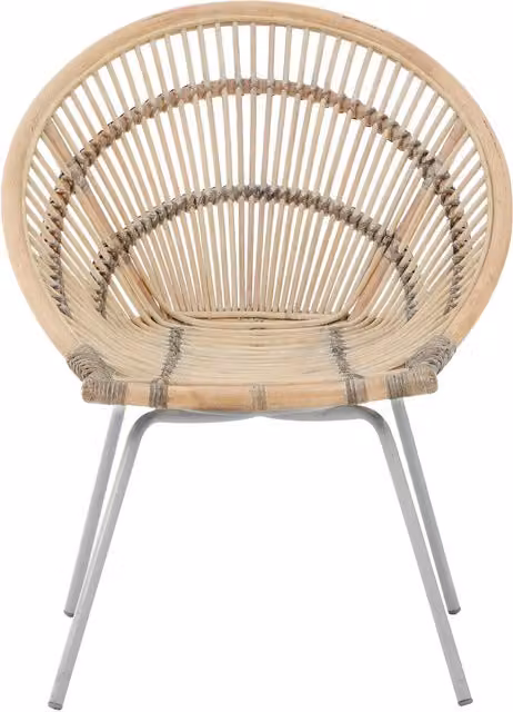 Interiors by Premier Hygge Shell Chair in White, Grey or Beige with Rattan and Metal Frame