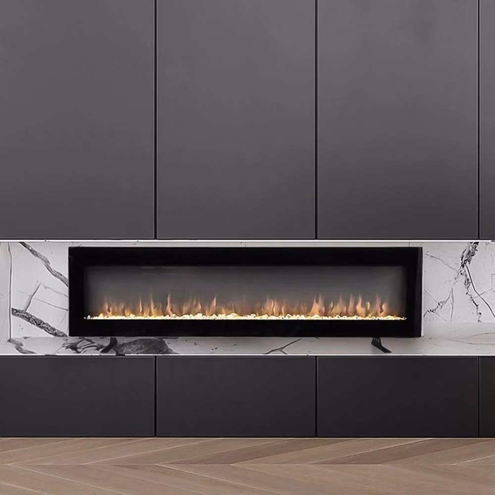 FORGEVIO 60 in LED Wall Mounted Fireplace Media Wall in Black – 2