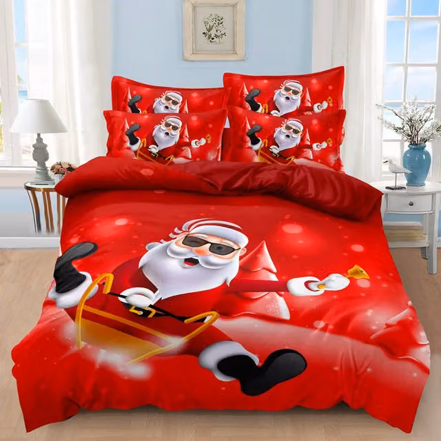 Ezysleep Rock on Santa Christmas Duvet Set and Pillowcase in Red, 230 cm