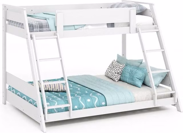 Costway 2-in-1 Convertible Bunk Bed Frame with 2 Ladders and Bedside Shelves, White