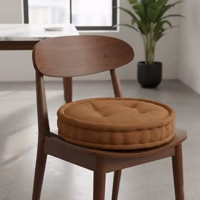 Snug City Round Teddy Fabric Booster Cushion in Brown, W/D/H: 45 x 45 x 45 cm