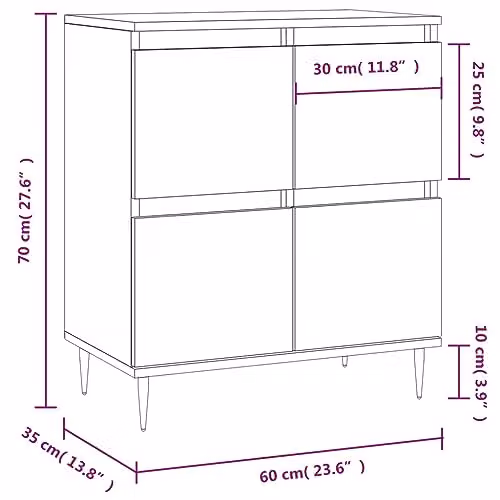 vidaXL Industrial Sideboard in Smoked Oak, W/D/H: 60 x 35 x 70 cm – 3