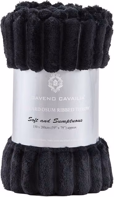 GAVENO CAVAILIA Ribbed Fluffy Fleece Blanket Throw, Black, W/D/H: 200 x 240 cm – 7