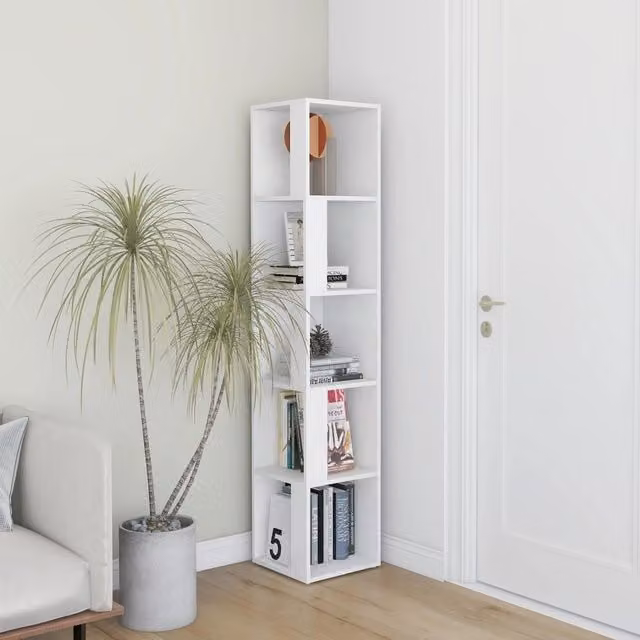 Berkfield Home White Corner Cabinet in Engineered Wood W/D/H: 33 x 33 x 164.5 cm
