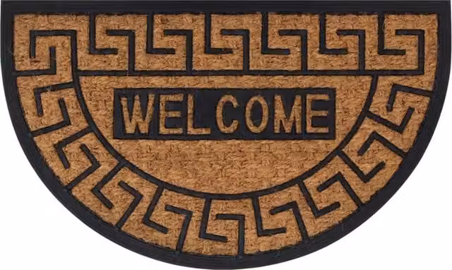 Berkfield Home Semicircular Half Round Door Mat in Brown, Rubber and Coir, W: 75 cm, D: 45 cm – 1