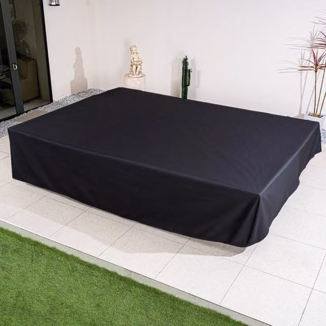 Direct Wicker Black Polyester Garden Protective Cover for Oval or Rectangular Sets, Large – 1