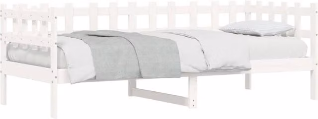 Berkfield Home Beautiful Day Bed in White Lacquered Solid Pine, W/D/H: 90 x 190 cm