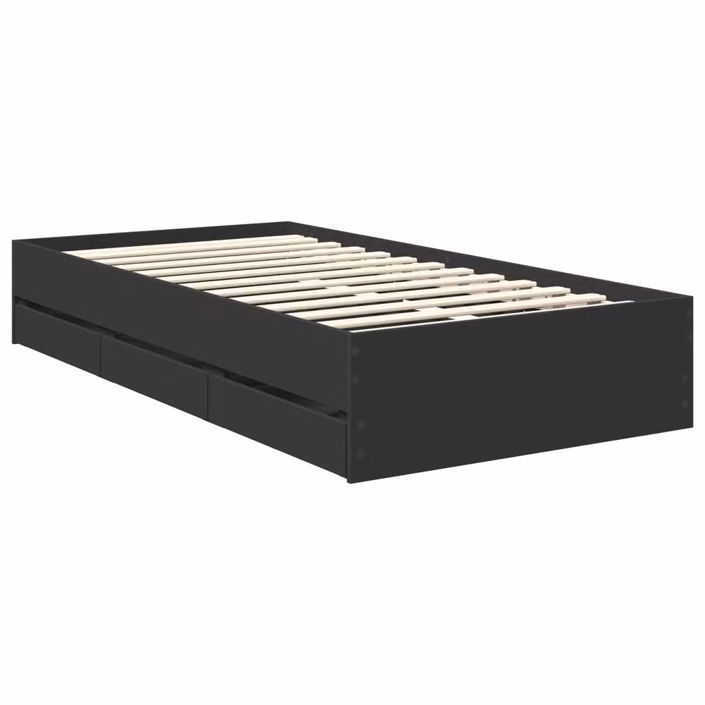 Berkfield Home Modern Bed Frame with Drawer in Black, Engineered Wood, W/D/H: 90 x 190 cm – 3