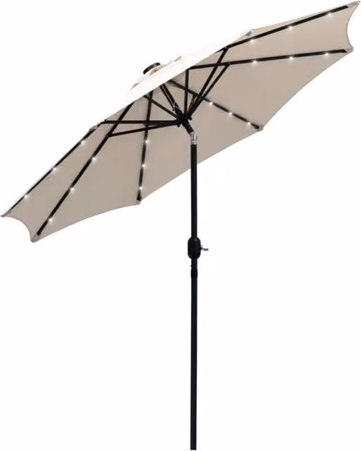 Chilli Seating White Patio Tilt LED Parasol with Polyester Canopy and Metal Frame