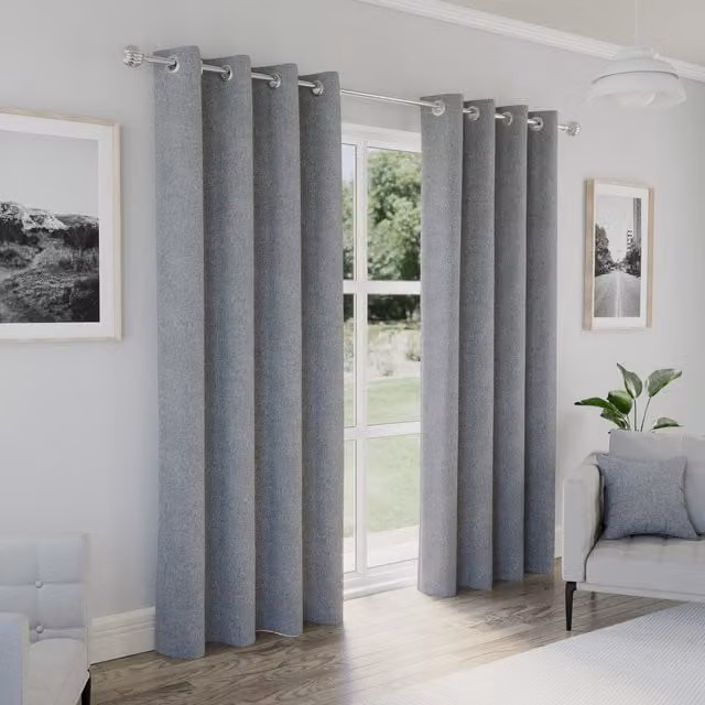 Enhanced Living Grey Thermal Insulating Blackout Eyelet Curtains